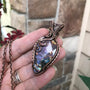 Purple faceted labradorite with woven bail copper pendant by Moonlet Jewelry