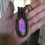 purple pink peach labradorite garnet wire weave pendant