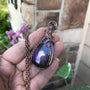 purple pink labradorite copper pendant