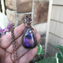 purple pink labradorite copper pendant