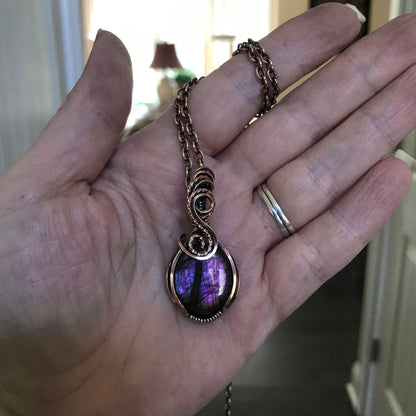 Pink & Purple Small Swirly Copper Necklace