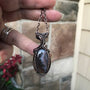 Purple pink and lavender plume agate copper wire wrapped pendant by Moonlet Jewelry