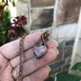 Rose quartz mini heart copper wire wrapped pendant necklace by Moonlet Jewelry