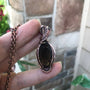 Smoky quartz copper wire wrapped pendant by Moonlet Jewelry