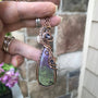 Stichtite with pink amethyst copper swirly wire wrapped pendant by Moonlet Jewelry