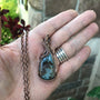 Teal moss agate copper pendant by Moonlet Jewelry