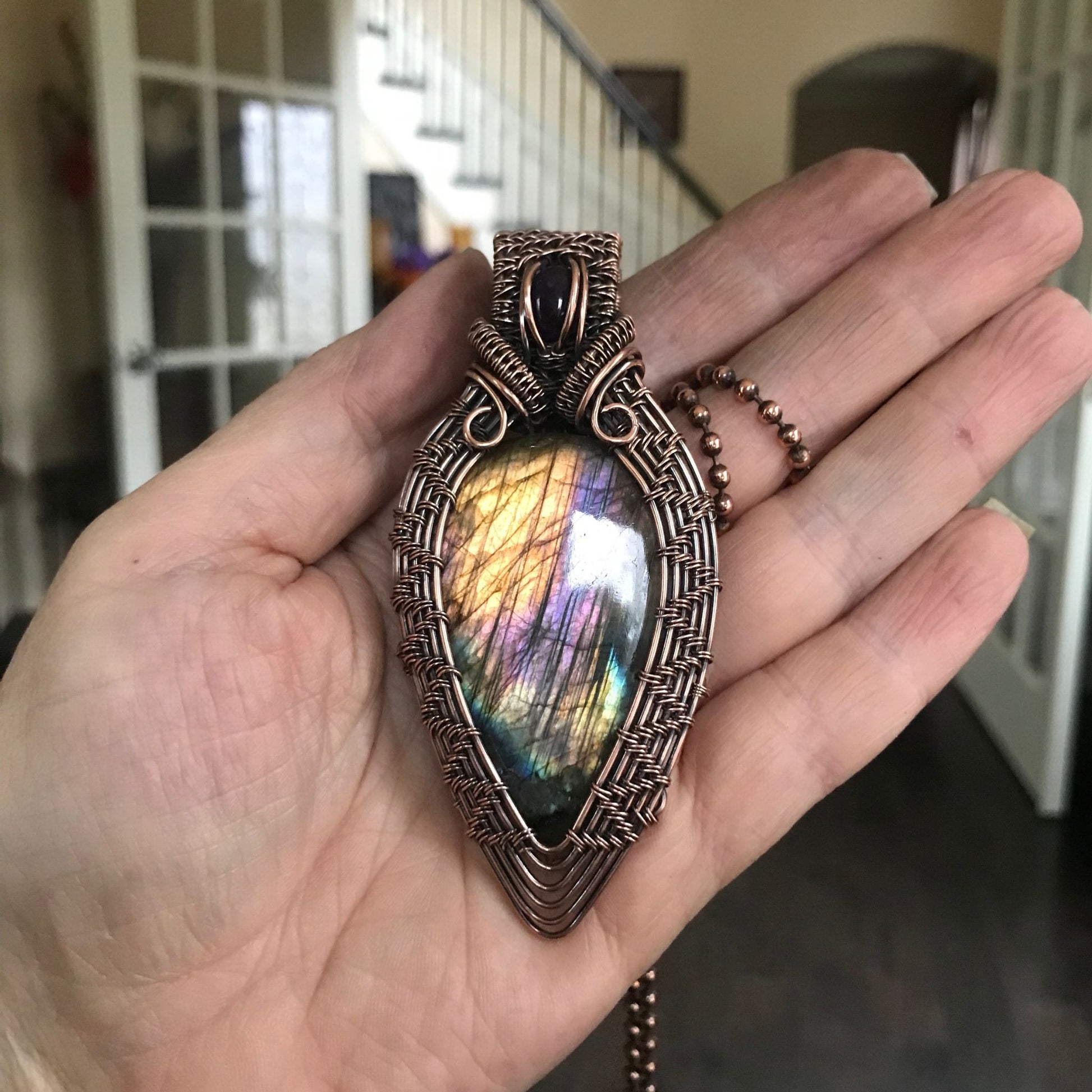 rainbow-labradorite-amethyst-wire-wrapped-woven-copper-pendant-necklace-moonlet-jewelry