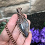 rainbow labradorite handmade wire wrapped copper pendant moonlet jewelry