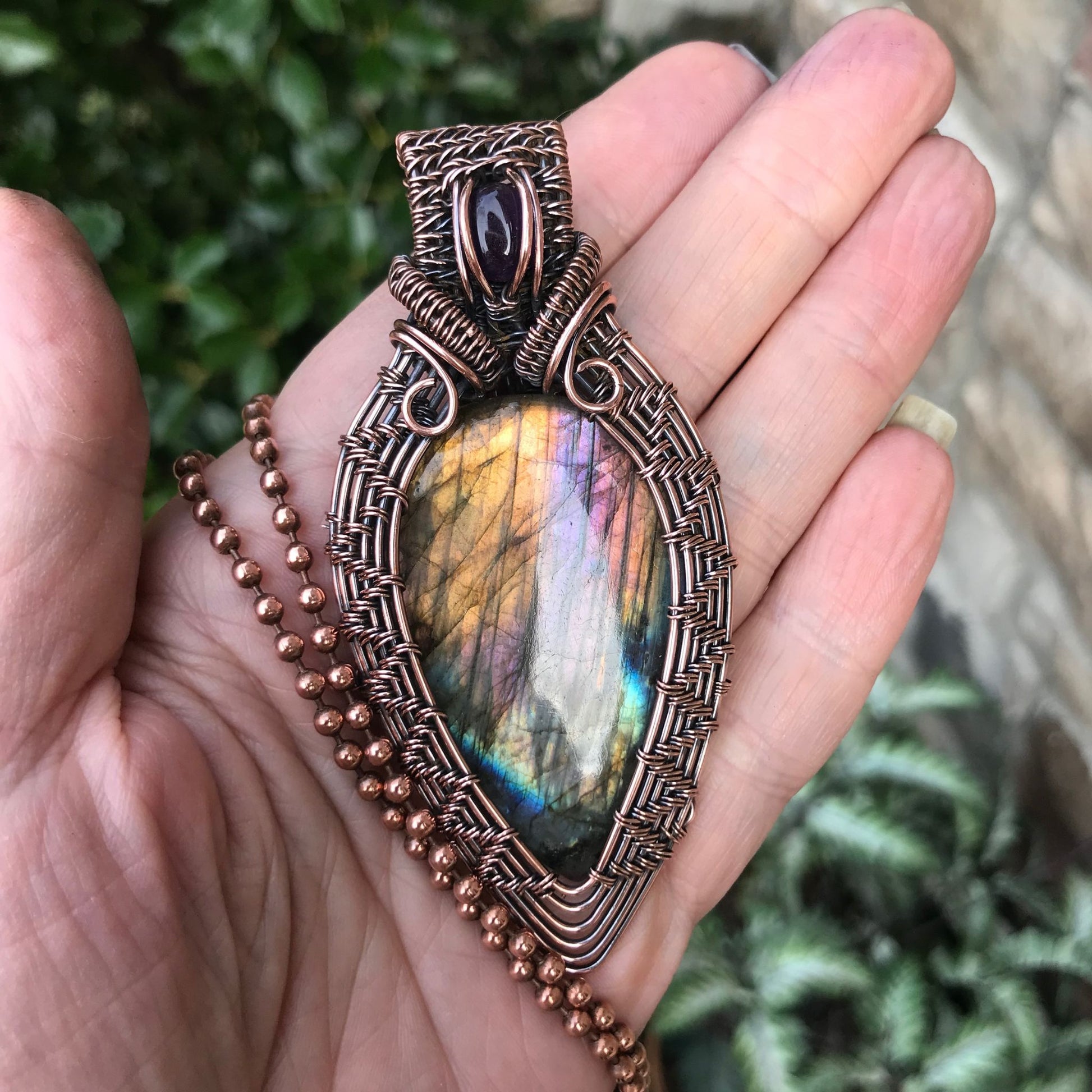 rainbow-labradorite-amethyst-wire-wrapped-woven-copper-pendant-necklace-moonlet-jewelry